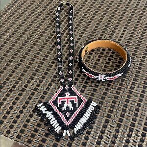 Black and White Geometric Indian theme Necklace and bracelet Set